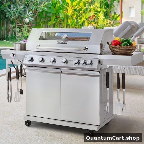 QuantumCart Deluxe 6-Burner Stainless Steel Island Gas Grill